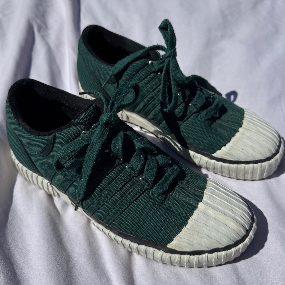 Vintage K-Swiss Men’s Sneakers Green Canvas Size 10 Retro Shield Logo - Picture 2 of 8